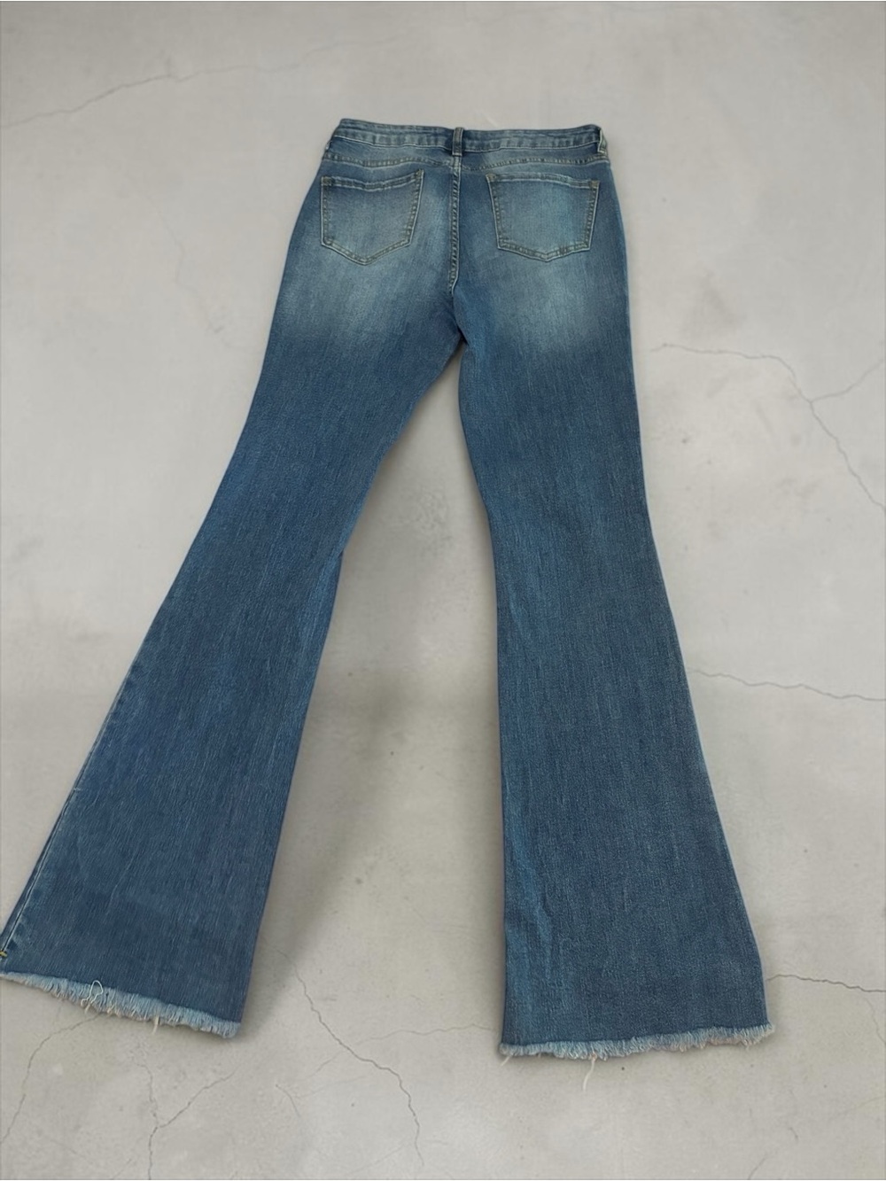 Fashion Nova Medium Blue Distressed Flare Jeans - Picture 2 of 5